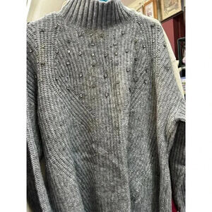 Lane Bryant Plus Size 22 Gray Embellished Turtleneck Sweater